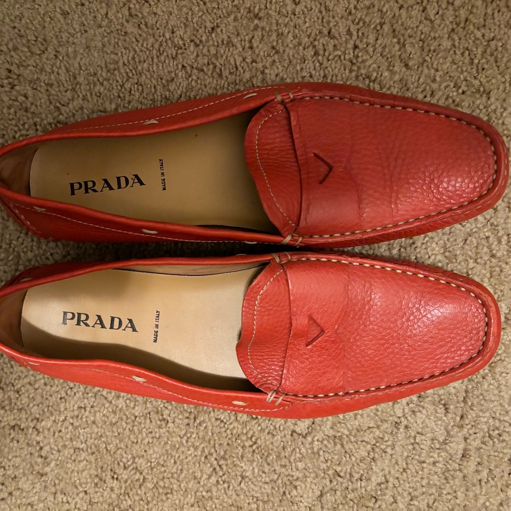 Prada orange driving mocs 39